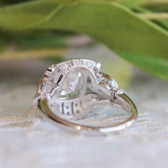 Dainty Square Beautiful Flower Carved Vintage Silver Ring for Women, VIP018/1 - Picture 2 of 4